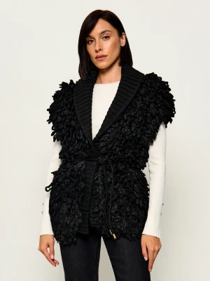 Liu Jo Kardigan | shearling | Relaxed fit | z dodatkiem wełny czarny