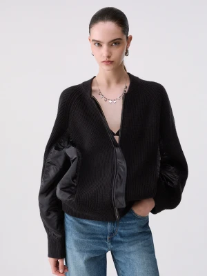 Liu Jo Knit Bomber With Nylon Inserts czarny