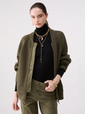 Liu Jo Knit Bomber With Nylon Inserts zielony