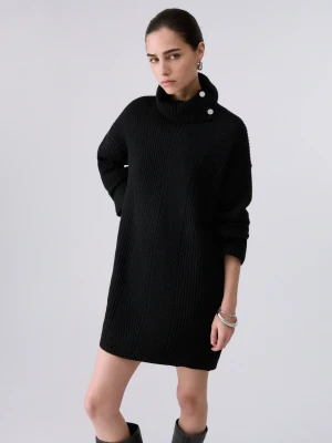 Liu Jo Knit Dress With Jewel Buttons czarny