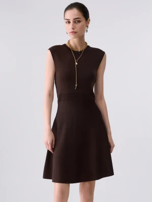 Liu Jo Knit Dress With Lace Detail Mocha
