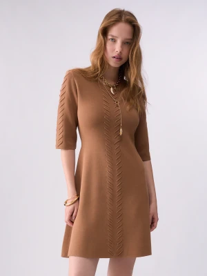 Liu Jo Knit Fit & Flare Dress beżowy