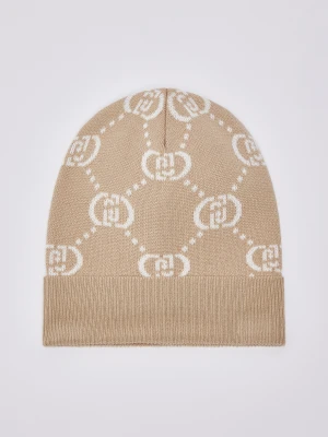Liu Jo Knit Hat With Rhinestones beżowy