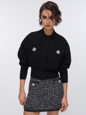 Liu Jo Knit Jacket With Bejewelled Buttons czarny