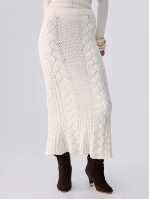Liu Jo Knit Midi Skirt White Wool