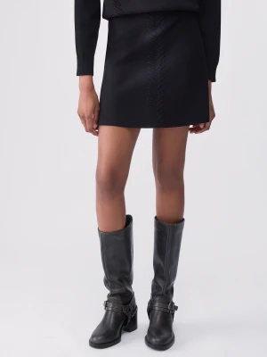 Liu Jo Knit Mini Skirt With Braided Details czarny