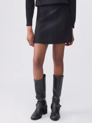 Liu Jo Knit Mini Skirt With Braided Details czarny
