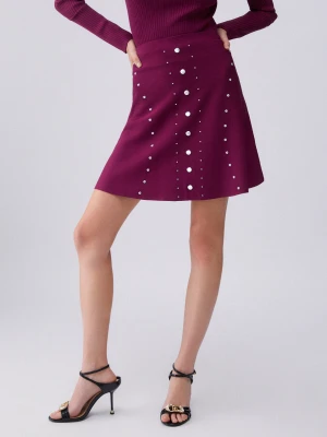 Liu Jo Knit Skirt With Studs purpurowy