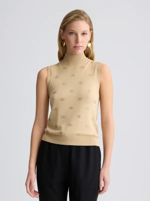Liu Jo Knit Top With Logo And Rhinestones LIUJO
