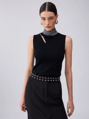 Liu Jo Knit Top With Rhinestones LIUJO