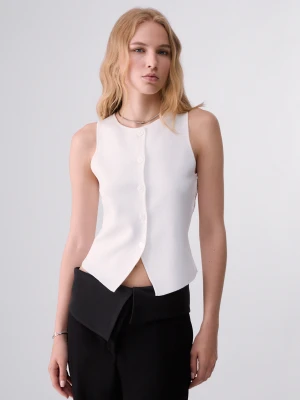 Liu Jo Vest In Knit With Detail In Lace biały