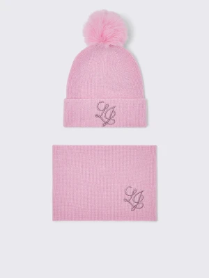 Liu Jo Knitted Hat And Neck Warmer Set różowy