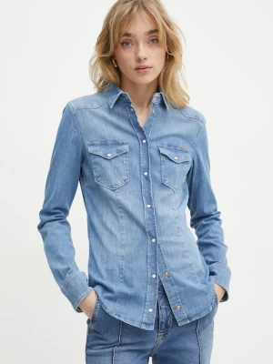 Liu Jo koszula jeansowa damska kolor niebieski regular z kołnierzykiem klasycznym UXX046 D4051