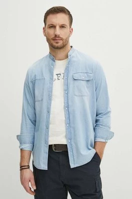 Liu Jo koszula jeansowa męska kolor niebieski regular ze stójką