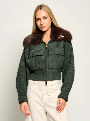 Liu Jo Kurtka | Cropped Fit | z dodatkiem wełny zielony