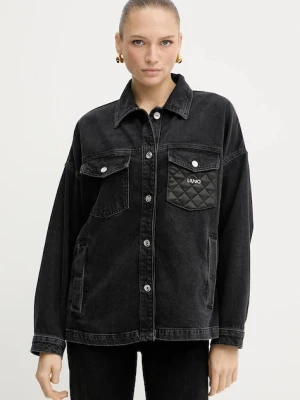 Liu Jo kurtka jeansowa kolor czarny przejściowa oversize UF5111.D4927