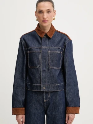 Liu Jo kurtka jeansowa kolor granatowy przejściowa oversize UF5084.DS073