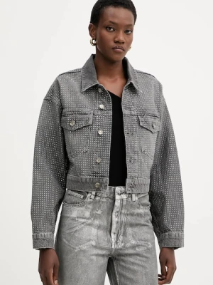 Liu Jo kurtka jeansowa kolor szary przejściowa oversize UF5088.D5020