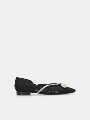 Liu Jo Lace Ballet Flats With Jewel Logo czarny