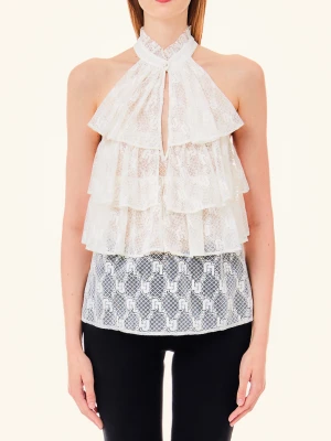 Liu Jo Lace Top With Logo LIUJO