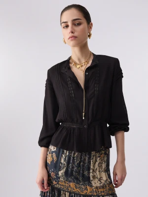 Liu Jo Lace Trimmed Blouse czarny