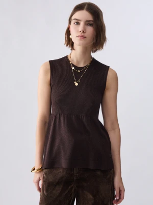 Liu Jo Top In Knit Lamé Dark Brown