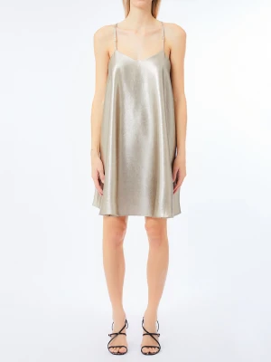 Liu Jo Laminated Crepe Dress złoty