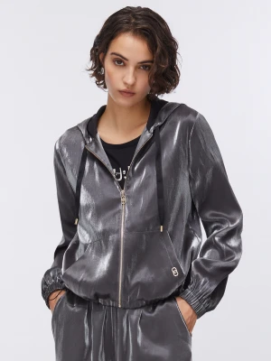 Liu Jo Laminated Hooded Jacket szary