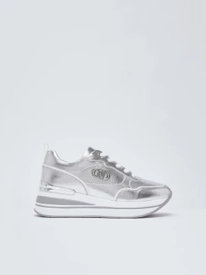 Liu Jo Laminated Platform Sneakers srebrny
