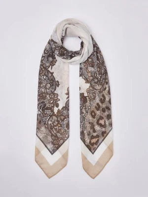 Liu Jo Large Animal Print Scarf Camel