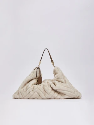 Liu Jo Large Bag In Faux Fur Cream