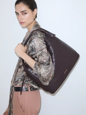Liu Jo Large Croc-effect Tote Bag Dark Brown