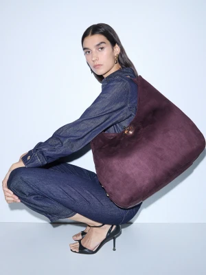 Liu Jo Large Hobo Bag With Studs Aubergine