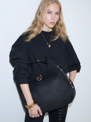 Liu Jo Large Hobo Bag With Studs czarny