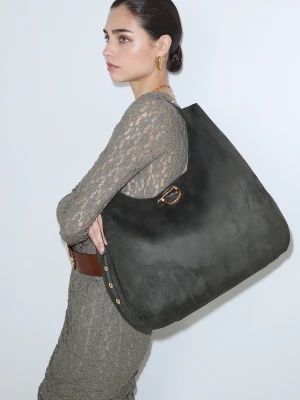Liu Jo Large Hobo Bag With Studs Dark Green