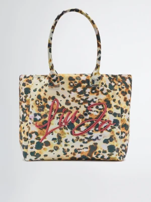 Liu Jo Large Printed Canvas Tote Bag Red Animal Print