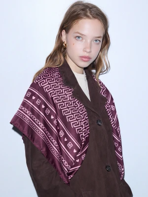 Liu Jo Large Scarf With Monogram Logo Aubergine