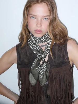 Liu Jo Large Scarf With Monogram Logo Khaki Green
