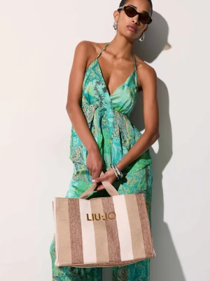 Liu Jo Large Striped Tote Bag Sand