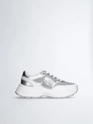 Liu Jo Leather And Lurex Sneakers srebrny