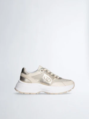 Liu Jo Leather And Lurex Sneakers złoty