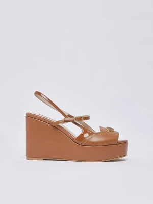 Liu Jo Leather And Patent Leather Slingback Wedges LIUJO