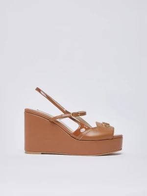 Liu Jo Leather And Patent Leather Slingback Wedges LIUJO