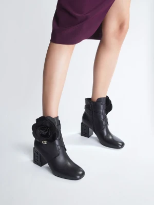 Liu Jo Leather Ankle Boot With Flower Detail LIUJO