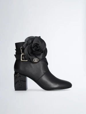 Liu Jo Leather Ankle Boot With Flower Detail LIUJO