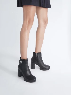 Liu Jo Leather Ankle Boot With Wide Heel LIUJO