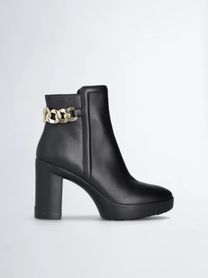 Liu Jo Leather Ankle Boots With Logo Chain LIUJO