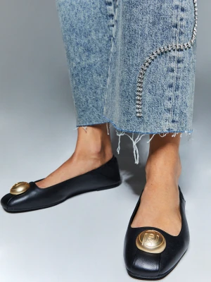 Liu Jo Leather Ballet Flats With Logo