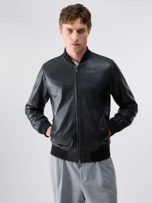 Liu Jo Leather Bomber Jacket czarny