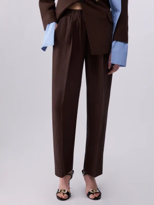 Liu Jo Linen-blend Trousers Dark Brown
